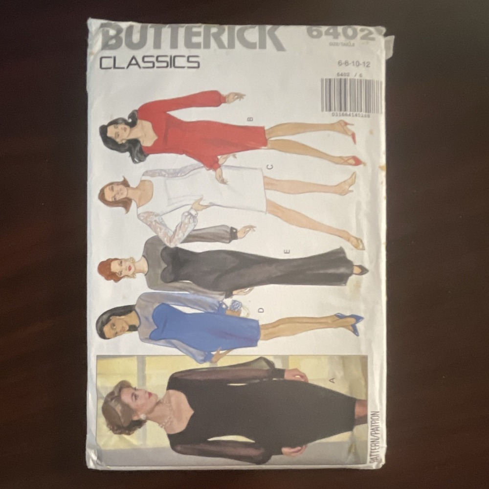 Butterick 6402 Classics Womens Dress Sewing Pattern 6-12 Uncut VTG 1990s